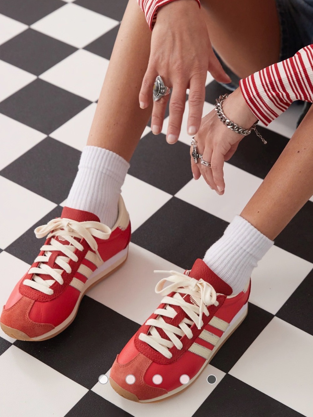 adidas Red and Cream Country OG Retro Sneakers